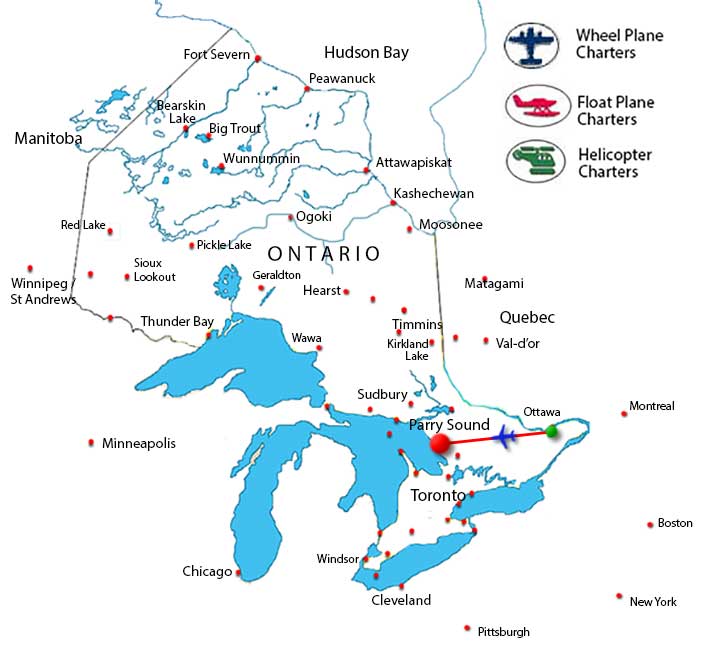 Parry Sound Charter Flights to Ottawa 